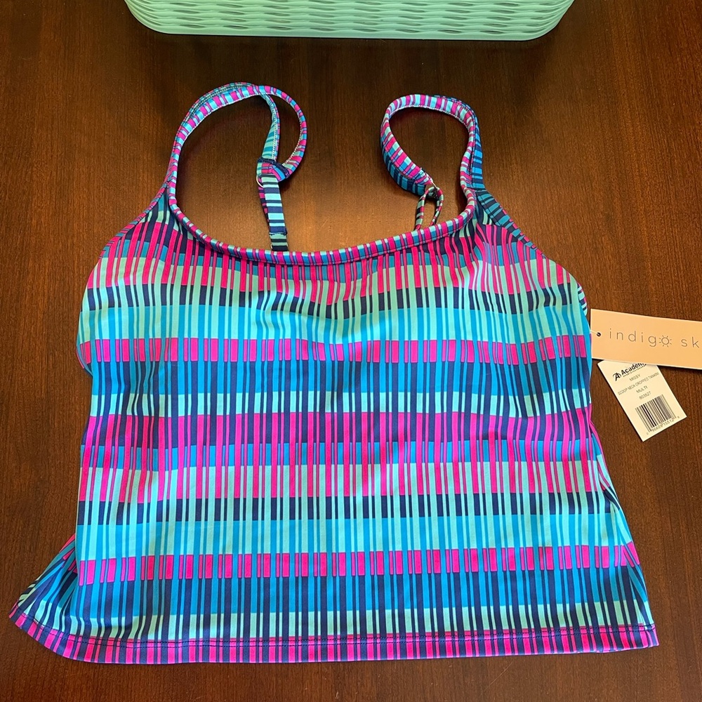Indigo Sky by Academy Missy Scoop Neck Cropped Tankini NWT - Picture 3 of 8